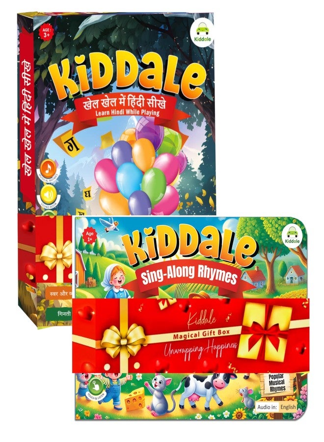 Kiddale Pack of 2 Sound Books - Khel Khel Mein Hindi Sikho (Hindi Varnamala) & Sing Along Rhymes - Musical Learning Books for Kids - Image 1